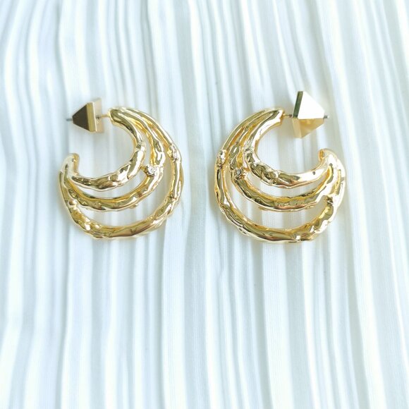 Alexis Bittar Brut Crystal Gold Thorn Orbit Hoop Earrings - Picture 2 of 4